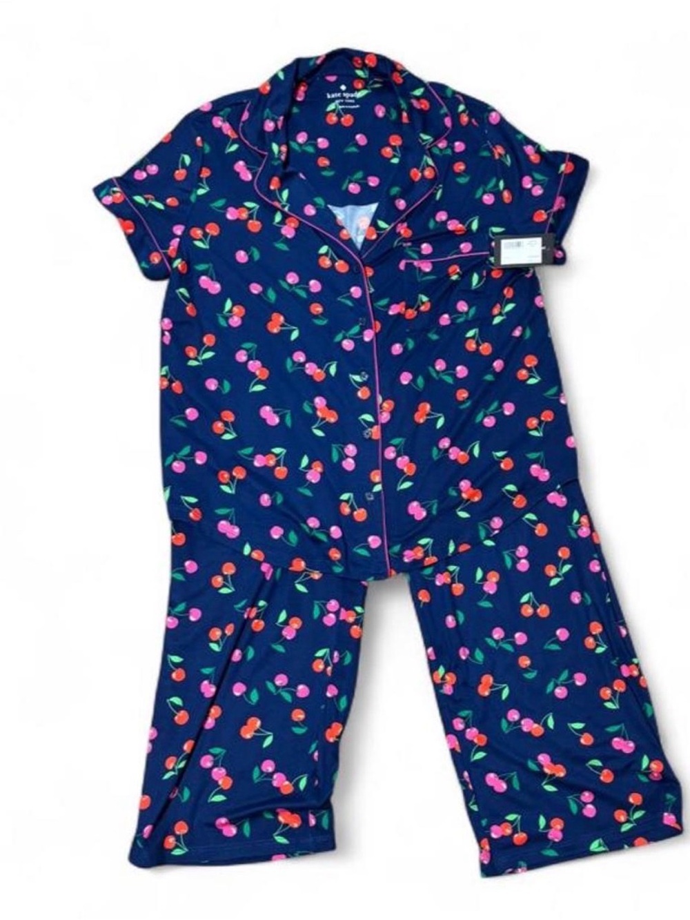 Cherry Print Navy Pajama Set